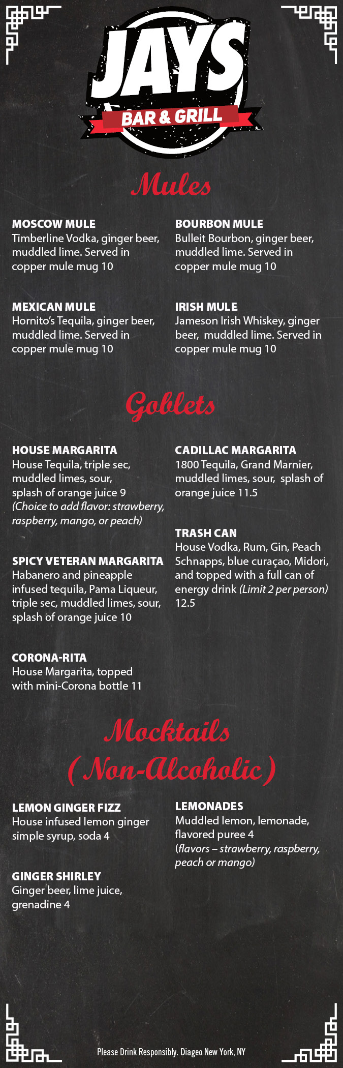 Jay's Bar & Grill Food & Drink Menus